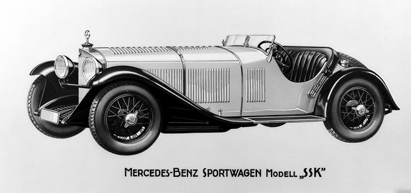 Sportwagen Mercedes-Benz Typ SSK, Bauzeit: 1928 bis 1932.