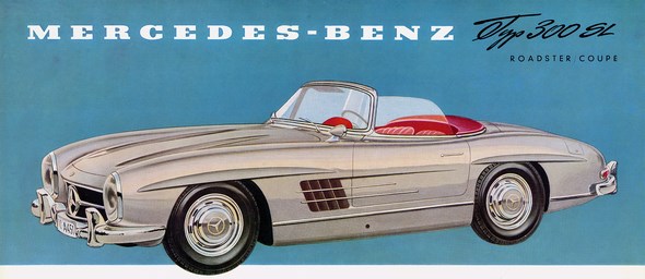 Mercedes-Benz Typ 300 SL Roadster, 1957-63; Zeichnung aus dem Prospektblatt von 1957