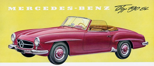 Mercedes-Benz Typ 190 SL, 1955-63; Zeichnung aus dem Prospektblatt von 1956
