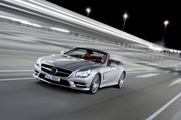 SL 350 Edition 1 , Kristallsilber, Leder Designo rot (R 231) 2011