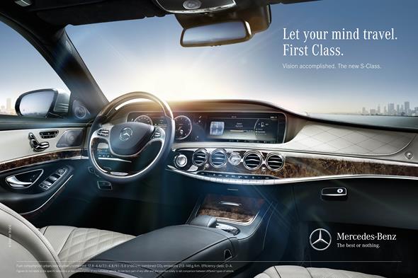 360-Grad-Kampagne zur Markteinführung der neuen S-Klasse. Unter dem Motto ?Die neue S-Klasse. Vision erfüllt.? präsentiert sich die Limousine als weltweiter Maßstab für luxuriöses Fahren. // 360-degree campaign to promote the launch of the new S-Class. Under the banner "The new S-Class. Vision accomplished.", the saloon is to be presented as the global benchmark for luxury motoring.