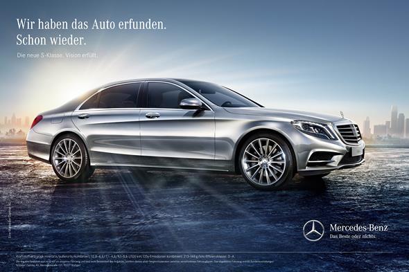 360-Grad-Kampagne zur Markteinführung der neuen S-Klasse. Unter dem Motto ?Die neue S-Klasse. Vision erfüllt.? präsentiert sich die Limousine als weltweiter Maßstab für luxuriöses Fahren. // 360-degree campaign to promote the launch of the new S-Class. Under the banner "The new S-Class. Vision accomplished.", the saloon is to be presented as the global benchmark for luxury motoring.