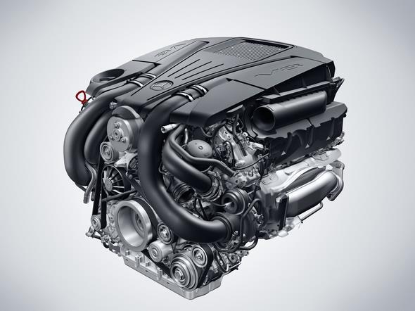 V8 Biturbo Benzinmotor des GLE 500 4Matic (2015) V8 biturbo petrol engine of the GLE 500 4Matic