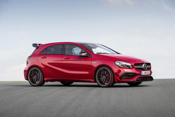 Mercedes-AMG A 45 4MATIC, jupiter rot, AMG Night-Paket, AMG Aerodynamik-Paket, jupiter red, AMG Night package, AMG Aerodynamics package