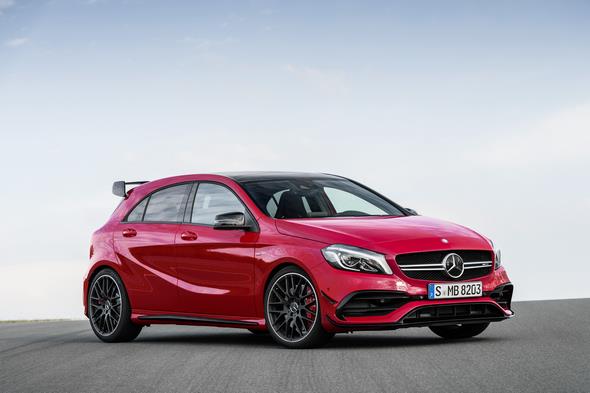 Mercedes-AMG A 45 4MATIC, jupiter rot, AMG Night-Paket, AMG Aerodynamik-Paket, jupiter red, AMG Night package, AMG Aerodynamics package