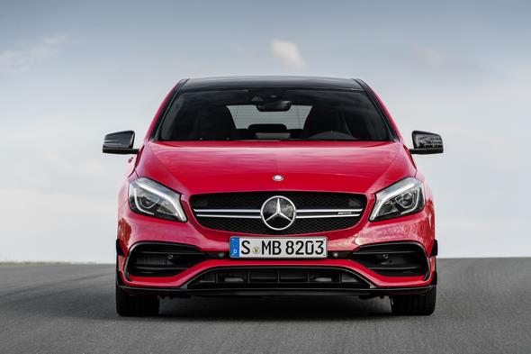 Mercedes-AMG A 45 4MATIC, jupiter rot, AMG Night-Paket, AMG Aerodynamik-Paket, jupiter red, AMG Night package, AMG Aerodynamics package