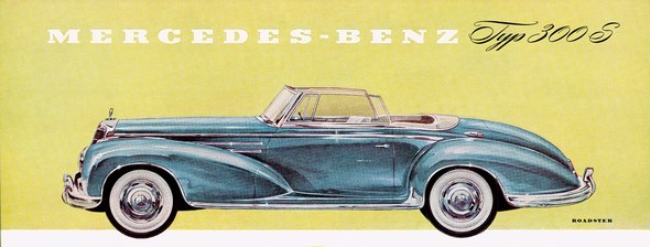 Mercedes-Benz Typ 300 Sc Roadster, 1955-58; Zeichnung aus dem Prospektblatt von 1955