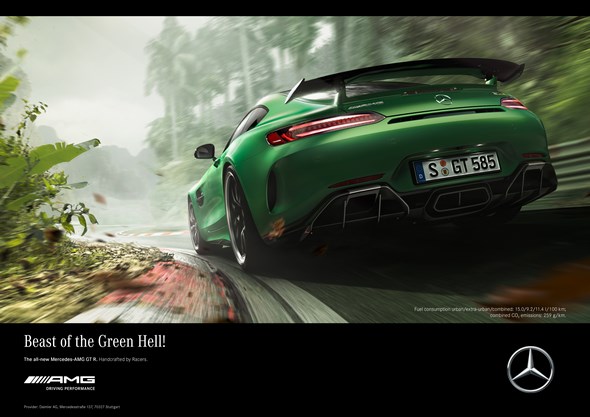 Kampagne zur Weltpremiere des neuen Mercedes-AMG GT R: Lewis Hamilton bändigt das Biest aus der „Grünen Hölle“